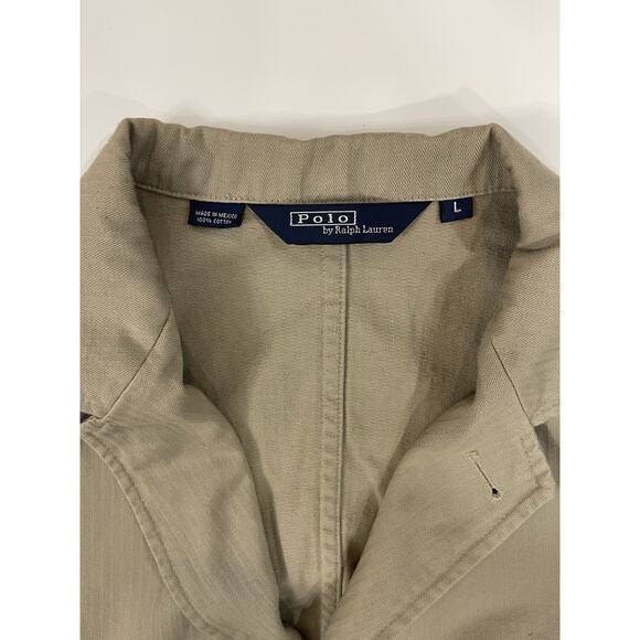 Vintage Polo Ralph Lauren Khaki Cotton Sports Coat Jacket Size L - Picture 1 of 7